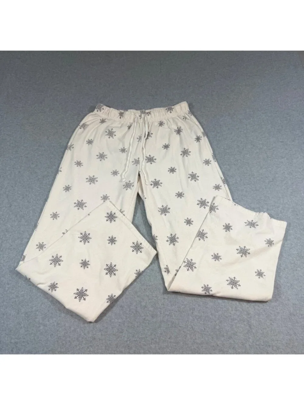 Nautica Sleepwear Women’s Medium White Snowflake Print Pajama Lounge Pants Soft